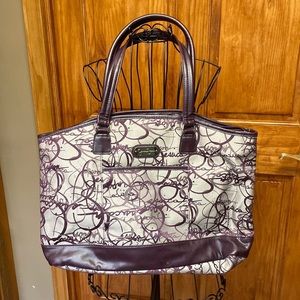 JESSICA SIMPSON Purple Tan Signature Canvas Faux Leather